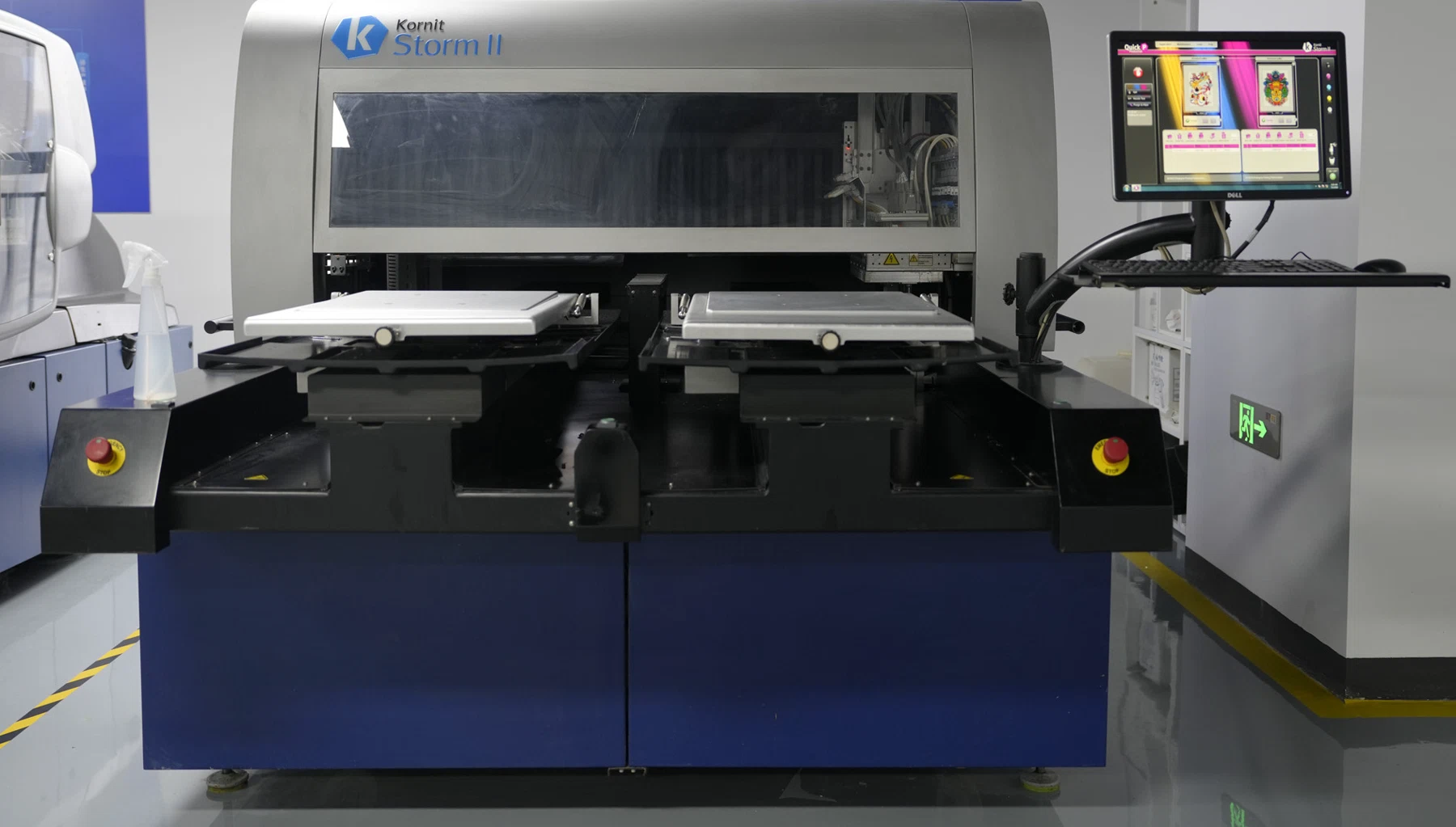 Industrial direct-to-garment printing press on the production floor