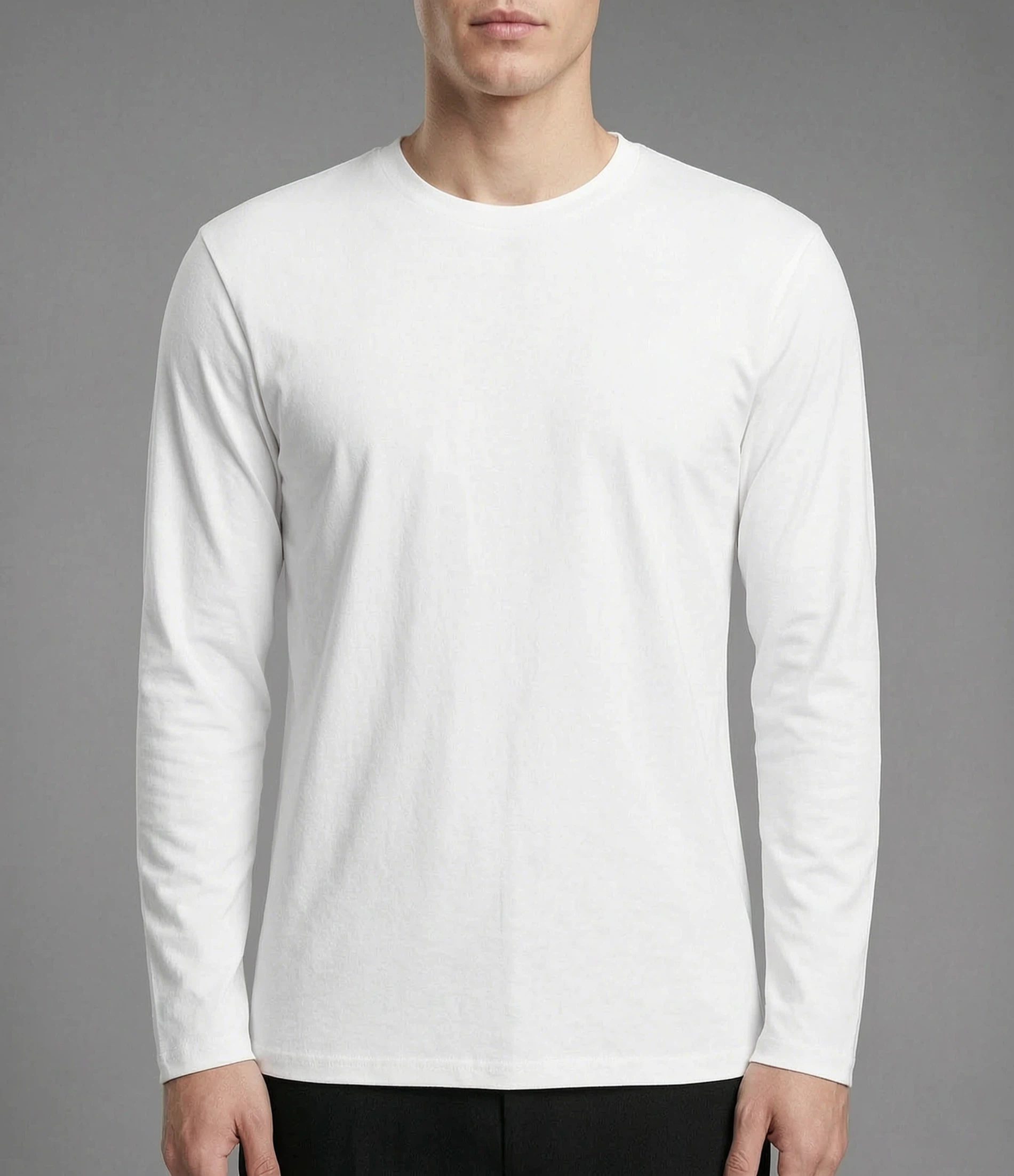 Combed Compact-spun Crew-neck Long-sleeve Tee
