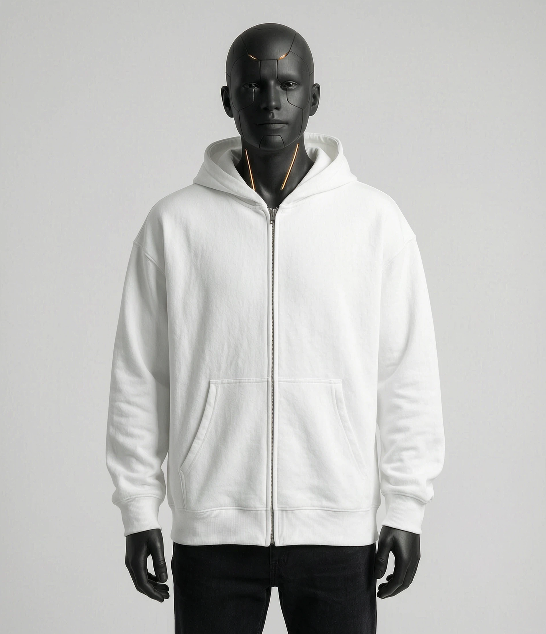 Cotton French-terry Drop-shoulder Zip Hoodie