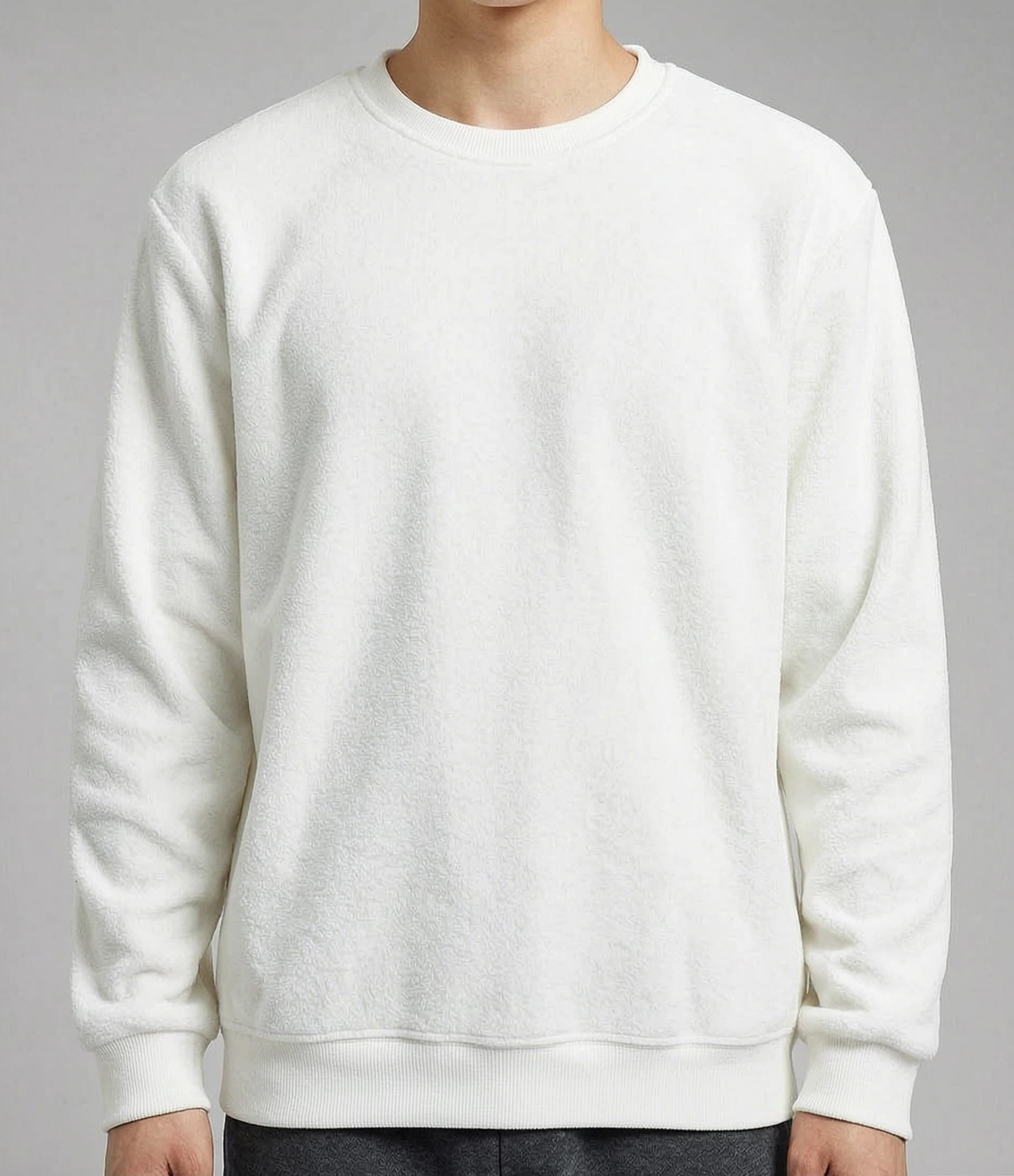 Minky-fleece Thick Crew-neck Sweatshirt