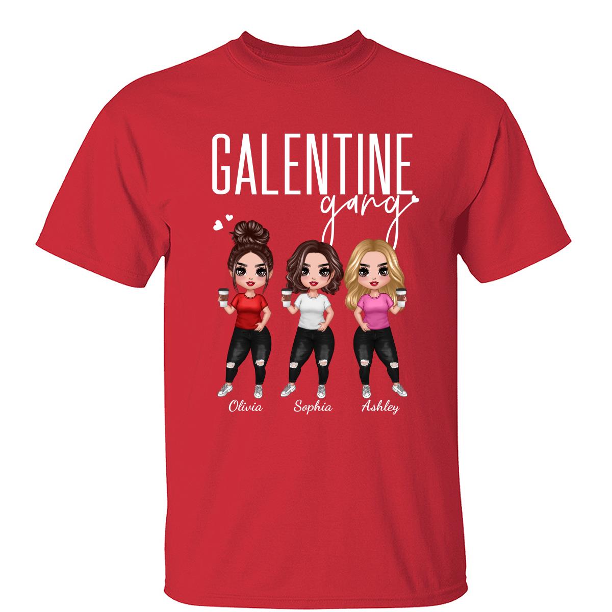Besties Galentine Gang Valentine‘s Day Gift For Best Friends Personalized Shirt — White
