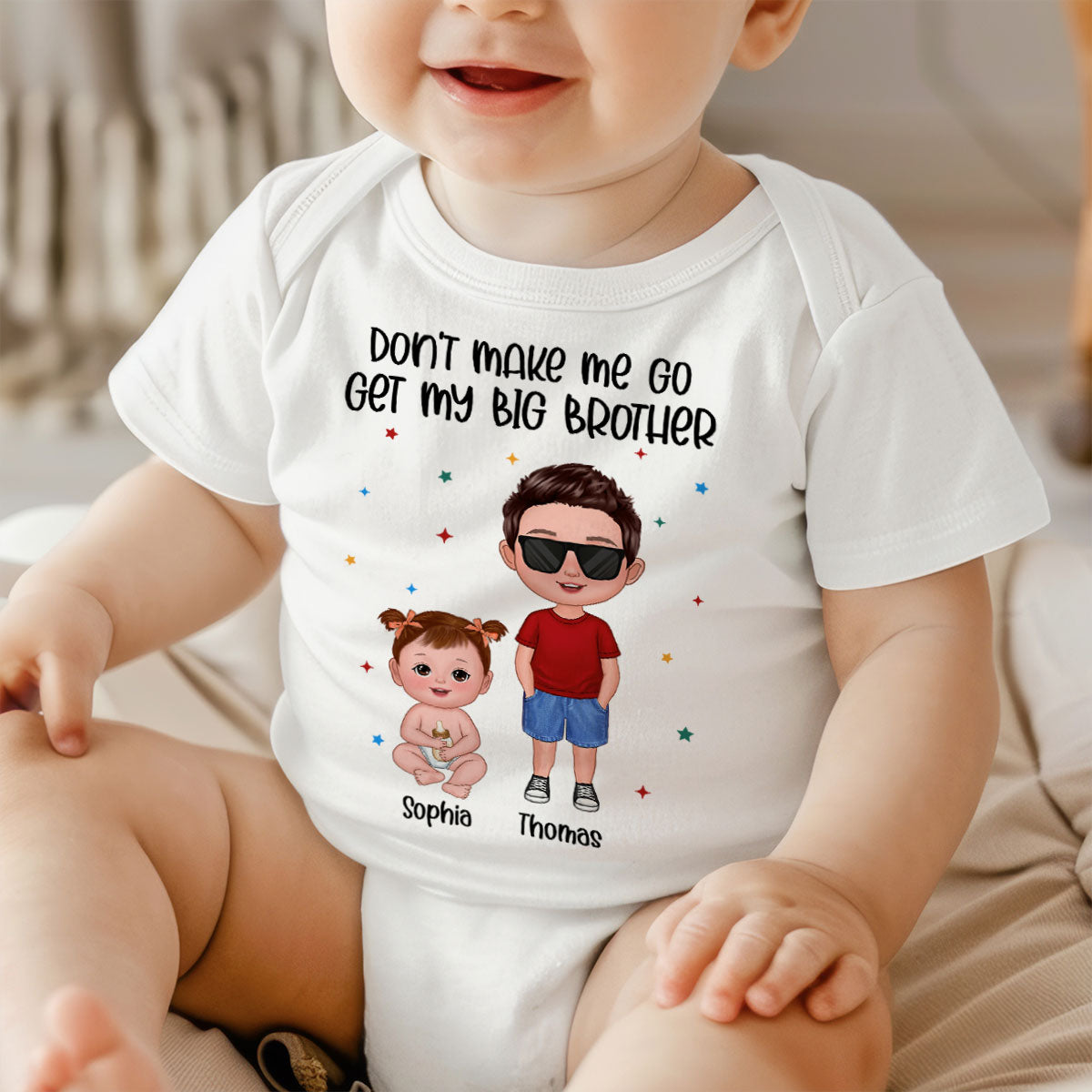 Body pour bébé personnalisé Ne me forcez pas à aller chercher mon grand frère / ma grande sœur — Blanc