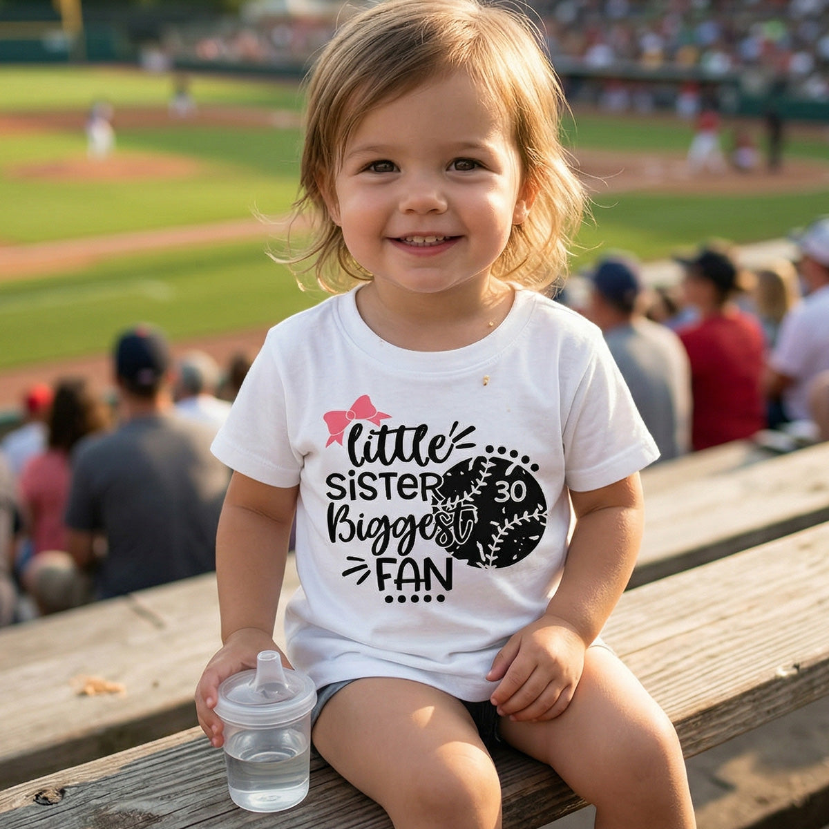 Petite Sœur Petit Frère Fan Numéro 1 - T-shirt personnalisé pour enfant - Baseball Little League Jour de match T-shirt couleur claire — Blanc