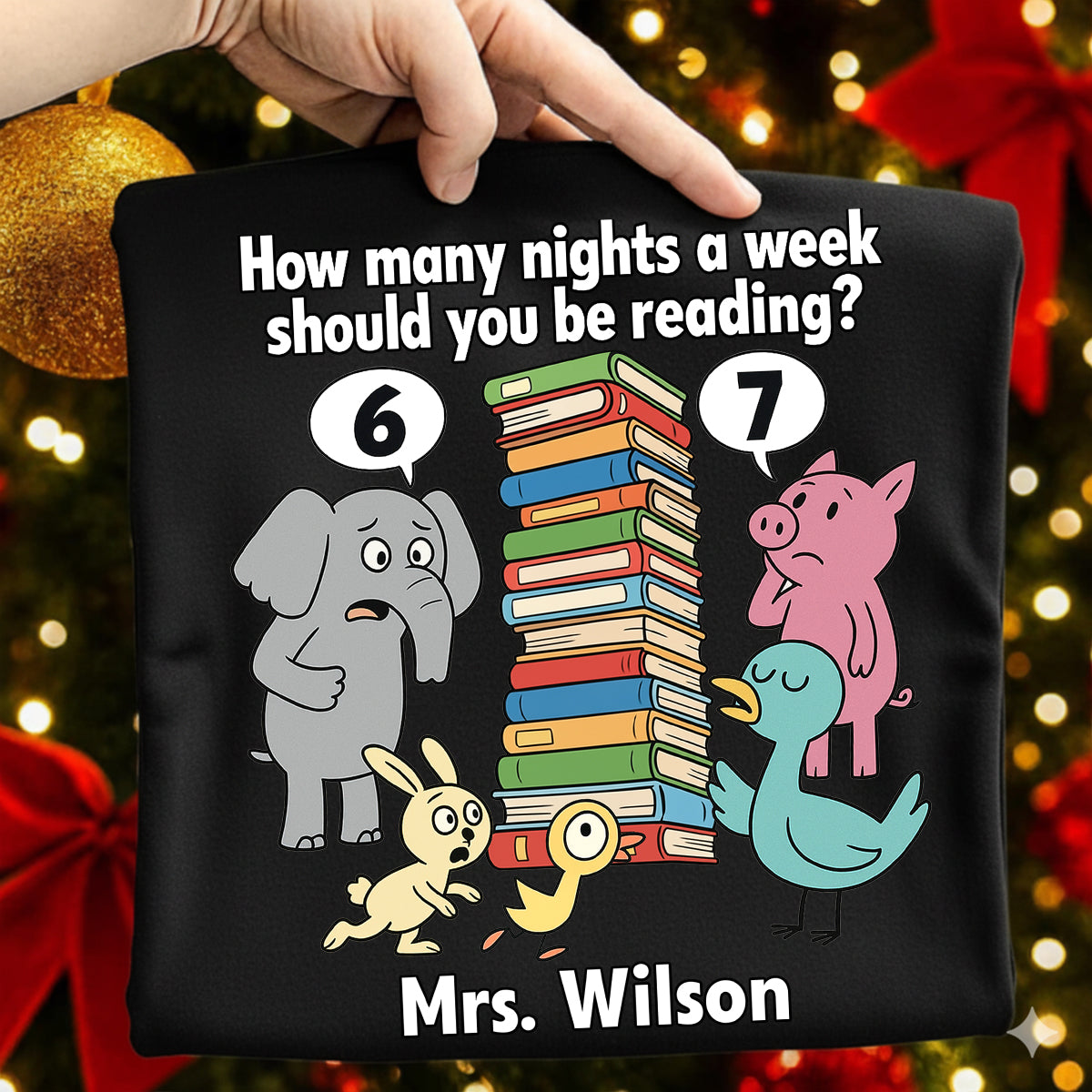 Combien de nuits par semaine devriez-vous lire 6-7 - T-shirt personnalisé - Sweatshirt livres pour enfants, T-shirt Prof Six Sept 67 — Noir