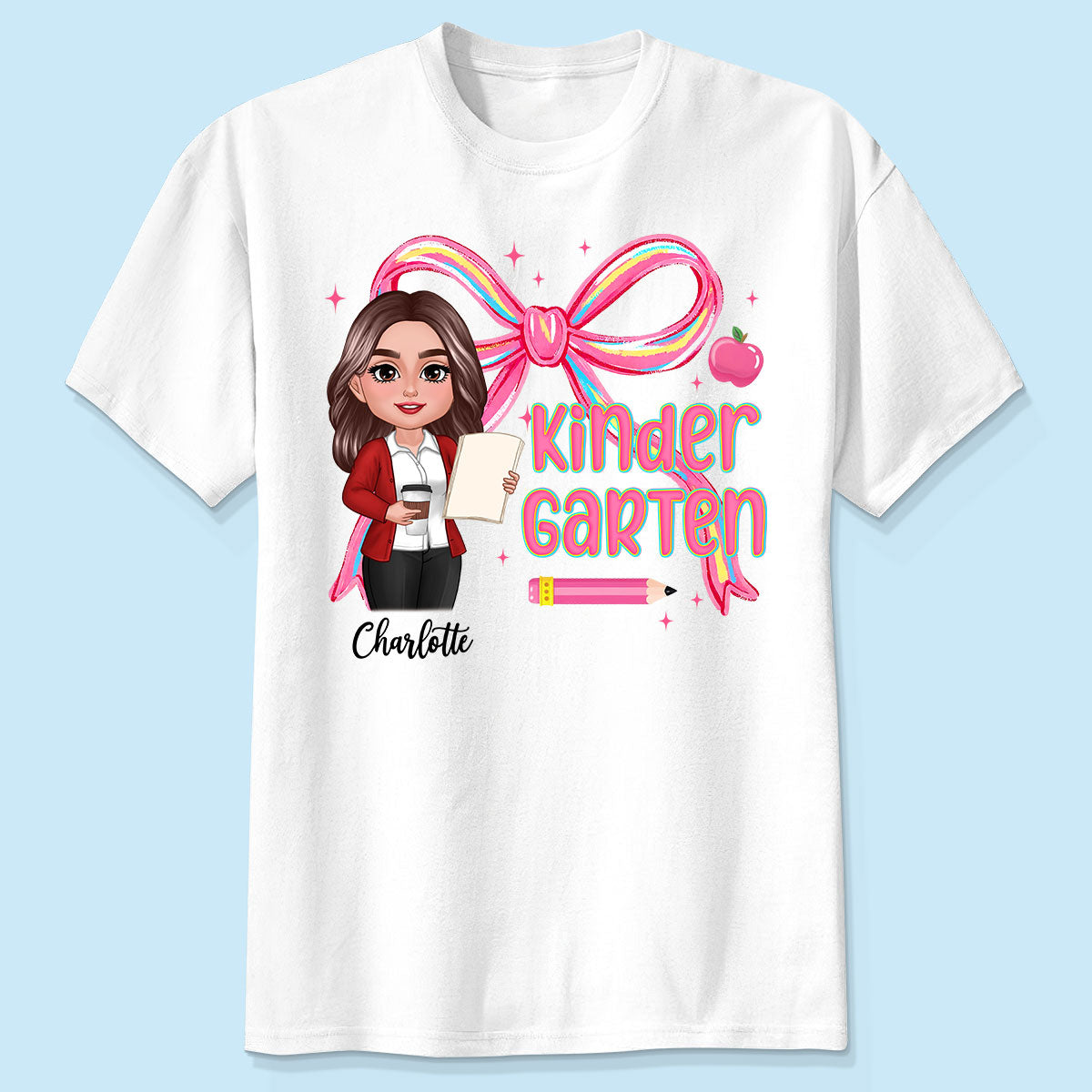 Chemise personnalisée Style Preppy Prof Pinky Niveau personnalisé — Blanc