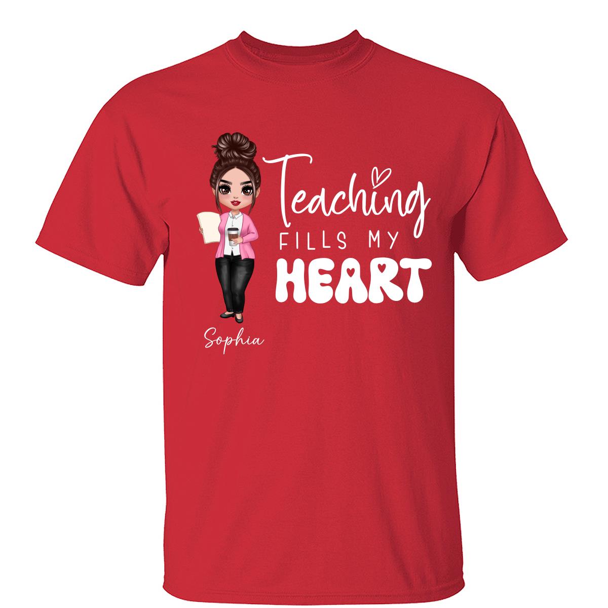 Enseigner est un travail de cœur Cadeau de la Saint-Valentin pour professeurs T-shirt personnalisé — Blanc