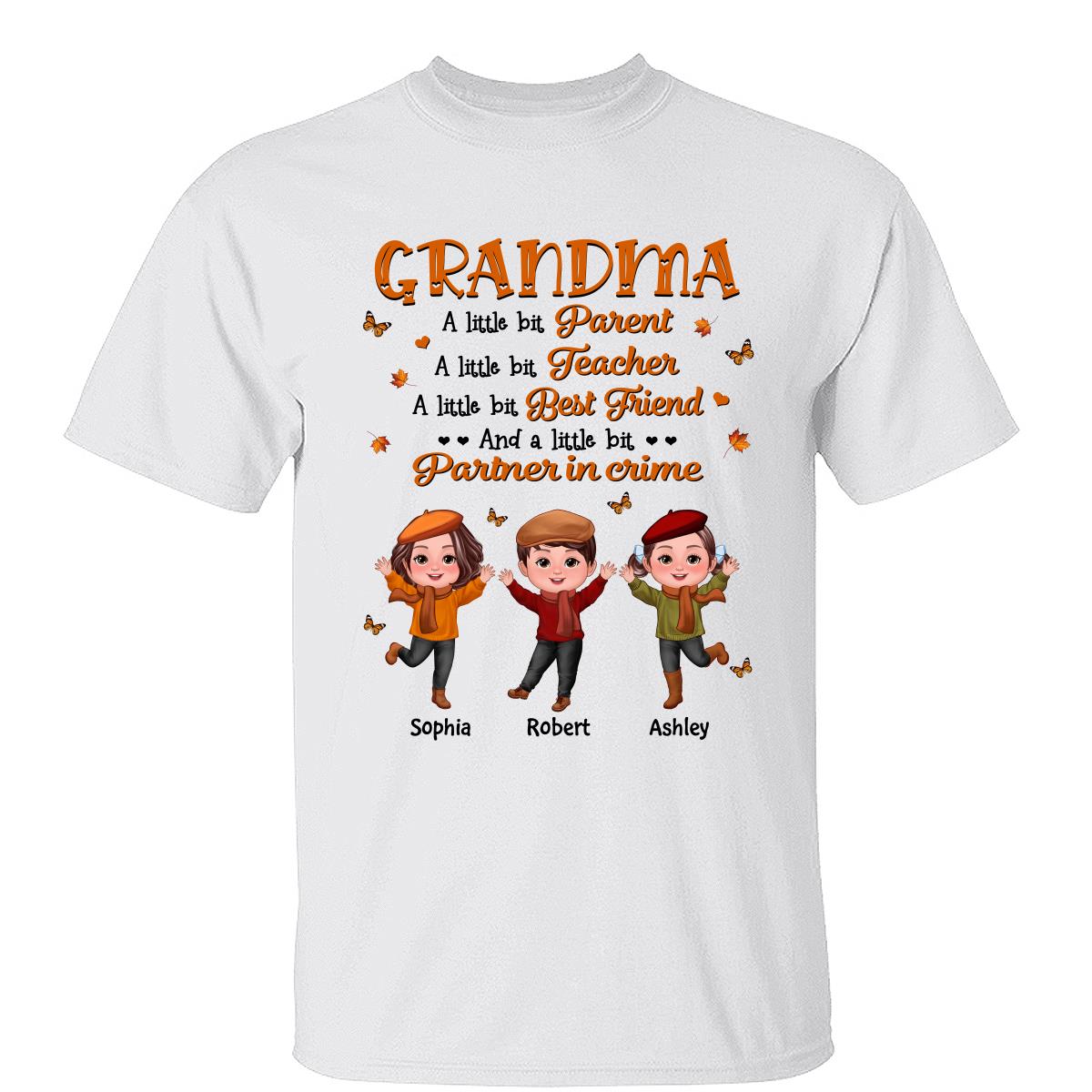 T-shirt personnalisé Grand-mère Automne Parent Enseignant Meilleur Ami — Blanc