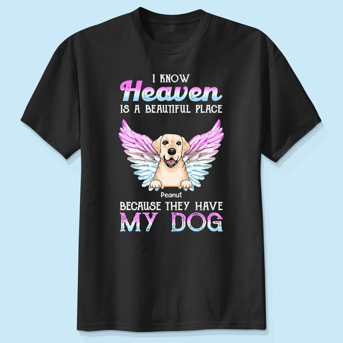 Le Paradis Est Un Endroit Magnifique Cadeau Commémoratif Chien Chat Pour Amoureux Des Animaux T-Shirt Personnalisé — Noir