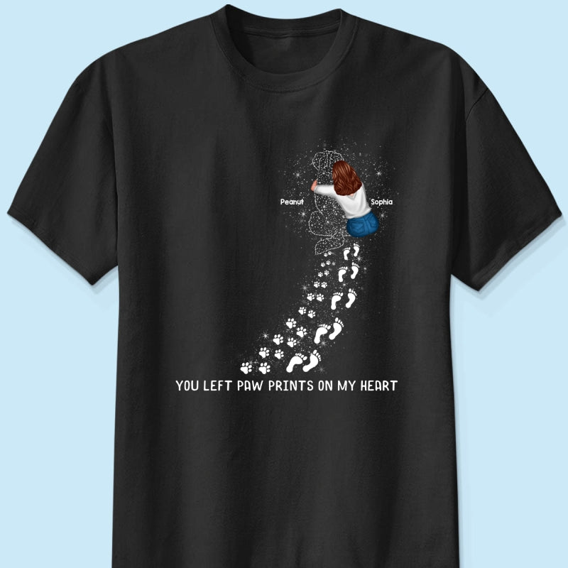 Tu as laissé des empreintes de pattes sur mon cœur Souvenir commémoratif pour chien T-shirt personnalisé — Noir