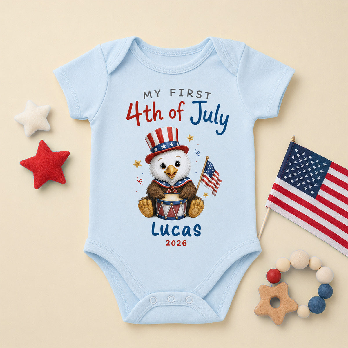 Mon premier 4 juillet - Vêtement personnalisé pour bébé - Souvenir du 4 juillet pour bébé — Bleu clair