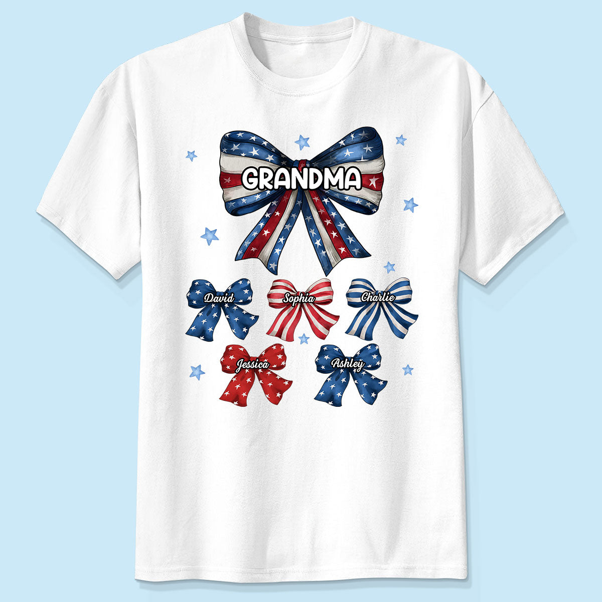 Coquette Mamie Américaine Nœud 4 Juillet Jour de l'Indépendance Chemise Personnalisée — Blanc