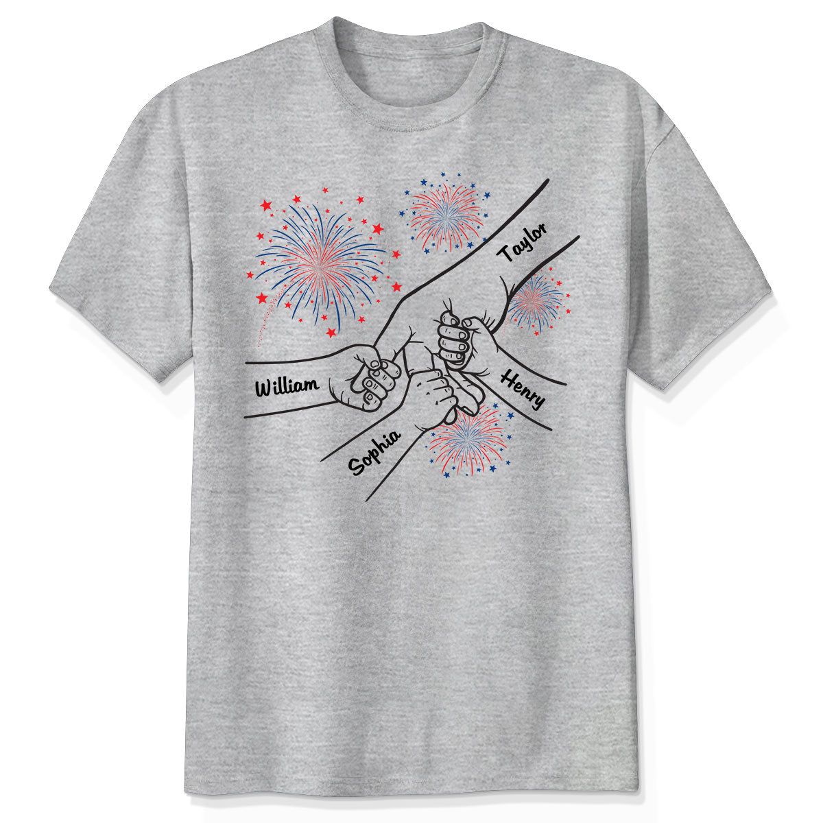 T-Shirt Personnalisé Papa Maman All American 4 Juillet Fête De L'Indépendance — Gris Sport