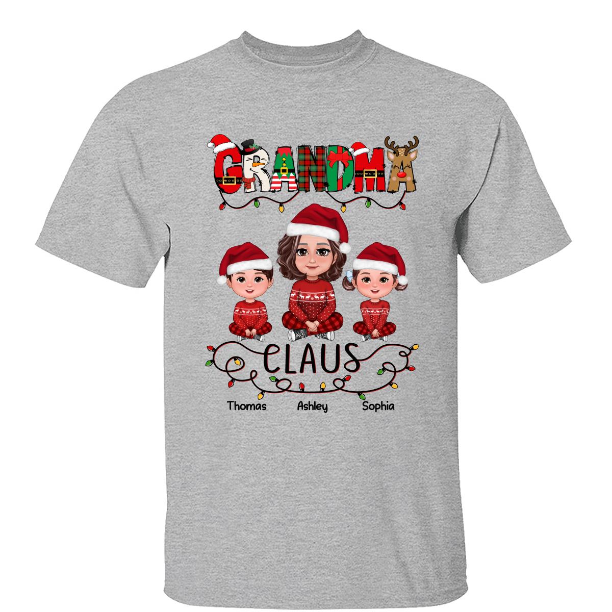 T-shirt personnalisé Mamie Noël Motif Lumières de Noël Mamie Petits-enfants — Gris Sport