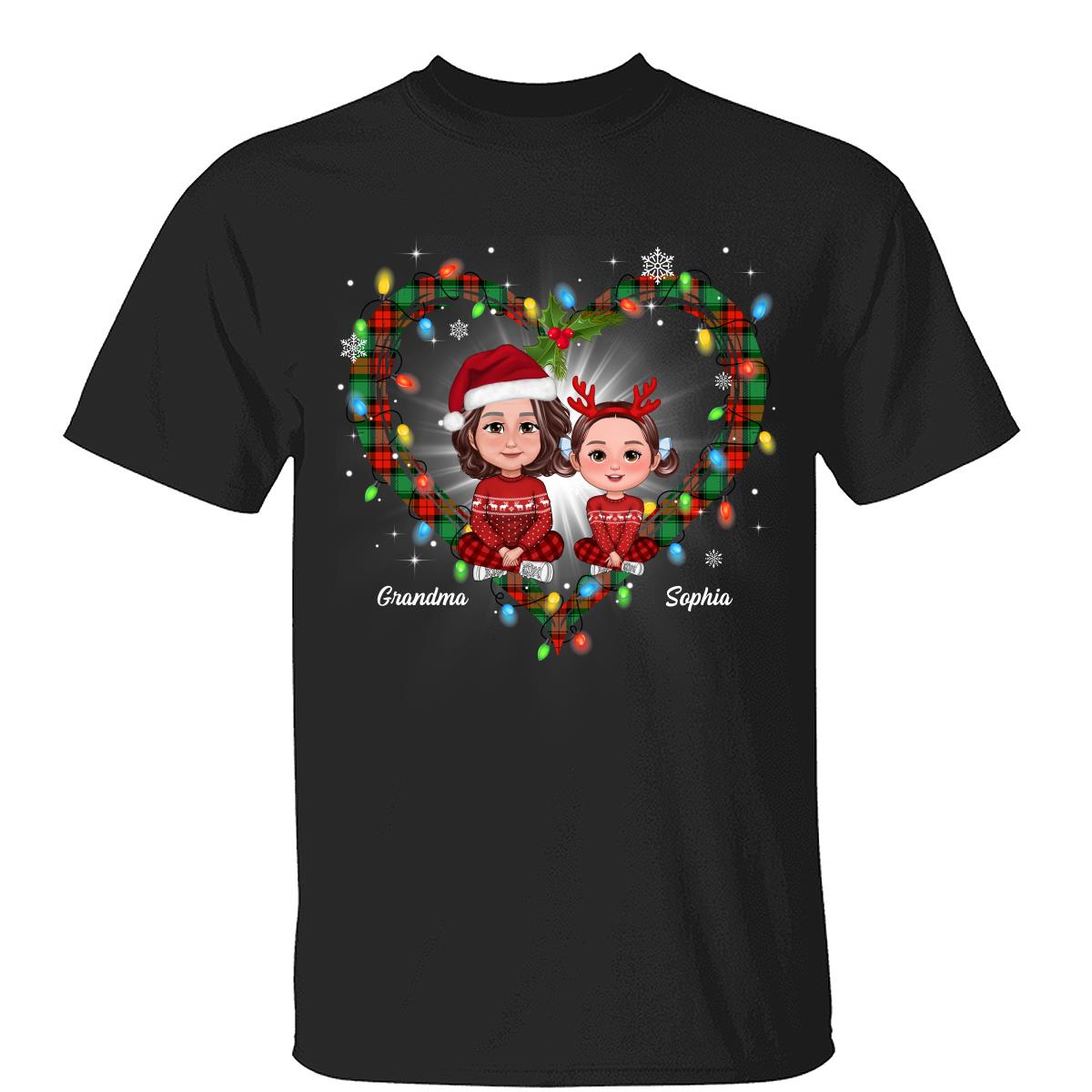 Chemise personnalisée Mamie Petits-Enfants Jambes Croisées Cœur Motif De Noël — Noir