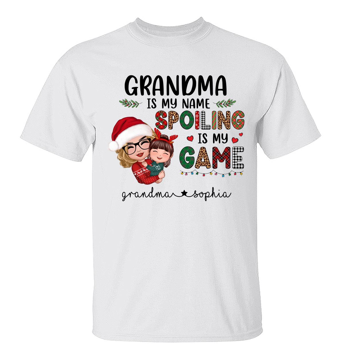 Mamie Est Mon Nom Gâter Est Mon Jeu Sweat à Capuche Personnalisé de Noël — Blanc