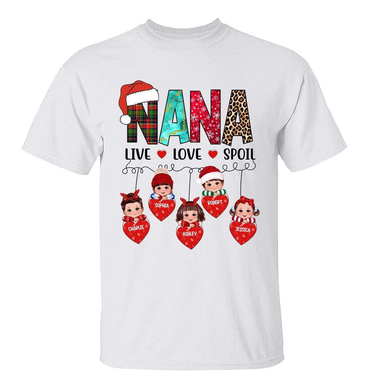 Grandma Live Love Spoil Sweat-shirt à capuche personnalisé Noël — Blanc