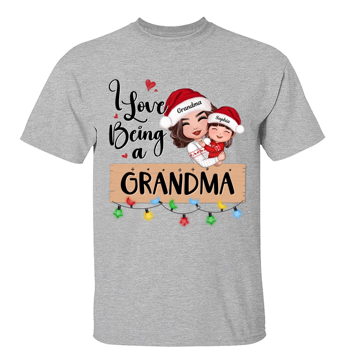 J'adore être mamie câlinant son petit-enfant T-shirt de Noël personnalisé — Gris Sport