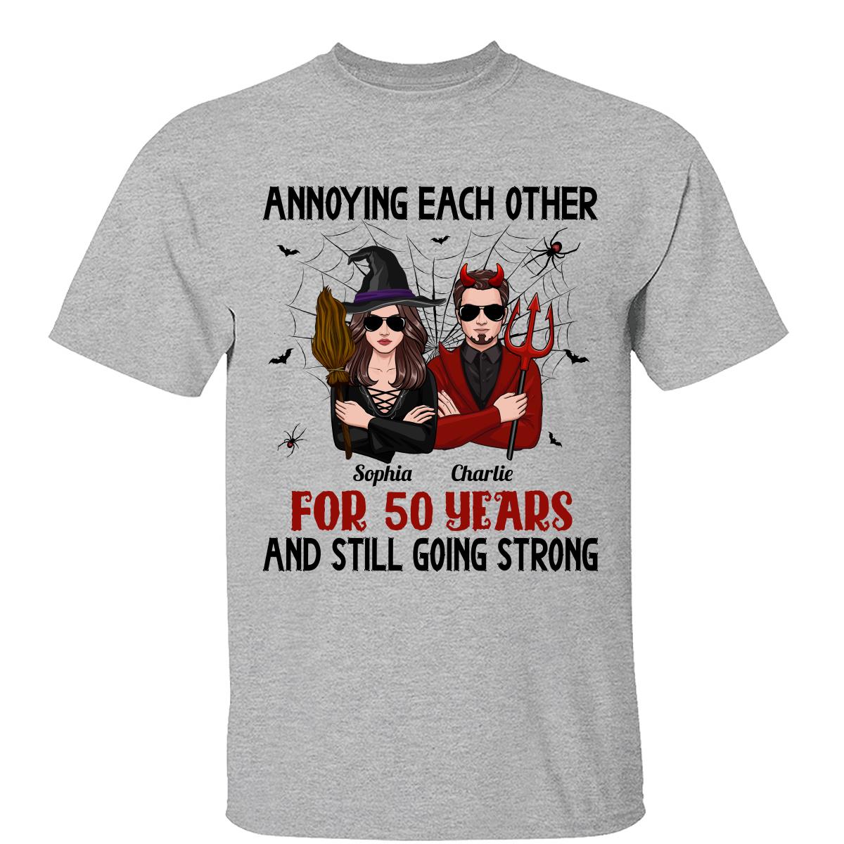 T-shirt Personnalisé Couple Halloween qui s'Agace Mutuellement — Gris Sport