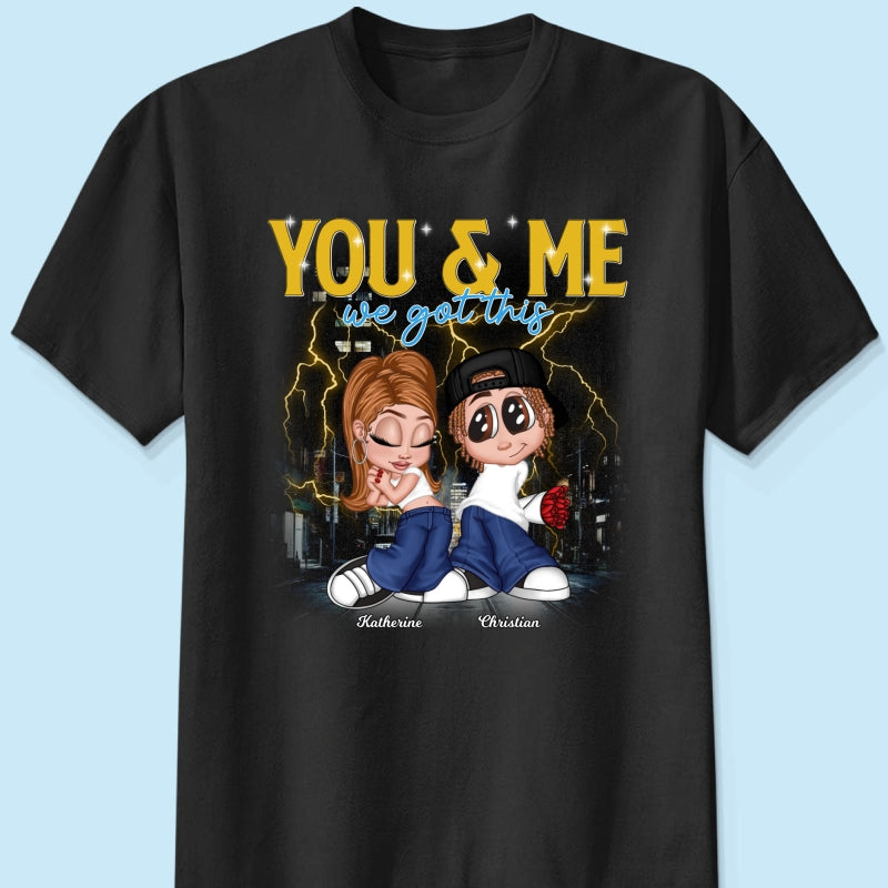 T-shirt personnalisé couple Y2K style bootleg vintage — Noir