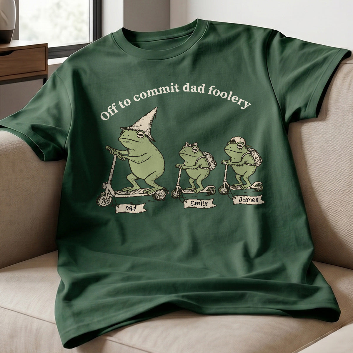 En route pour faire des bêtises de papa - Grenouilles Cottagecore - Chemise personnalisée - Chemise drôle pour la Fête des Pères pour mari, papa — Blanc