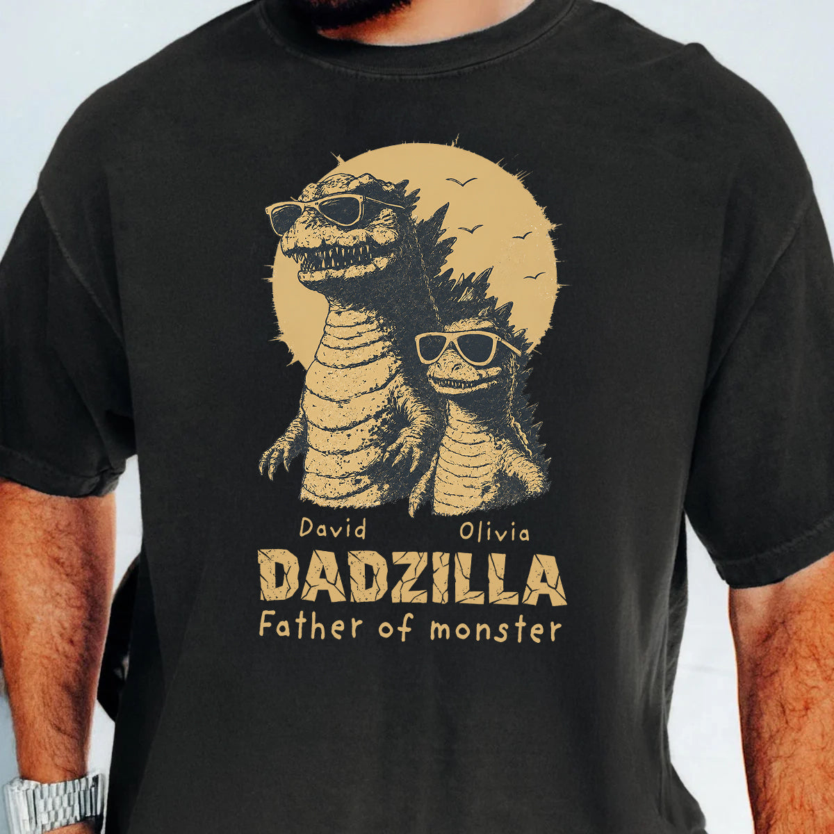 Père des Monstres - T-shirt Personnalisé - Cadeau Amusant pour la Fête des Pères pour Papa, Papa, Mari — Noir