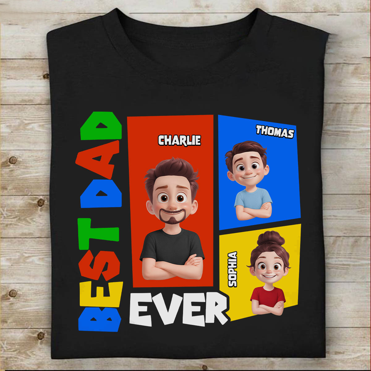 Meilleur Papa Thème Arcade - T-Shirt Personnalisé - Cadeau Touchant Pour Papa, Grand-père, Mari — Noir