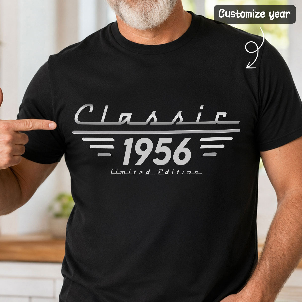 Homme Vintage Classique Année Personnalisée - T-shirt Personnalisé - Cadeau Fête des Pères, Cadeau Anniversaire Pour Grand-père, Papa, Mari — Noir