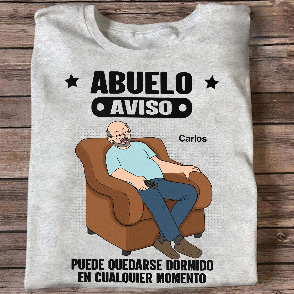 Abuelo Attention Peut S'endormir À Tout Moment - T-shirt Personnalisé - Version Espagnole Cadeau Amusant Fête Des Pères Pour Mari, Papa, Grand-père — Gris Sport