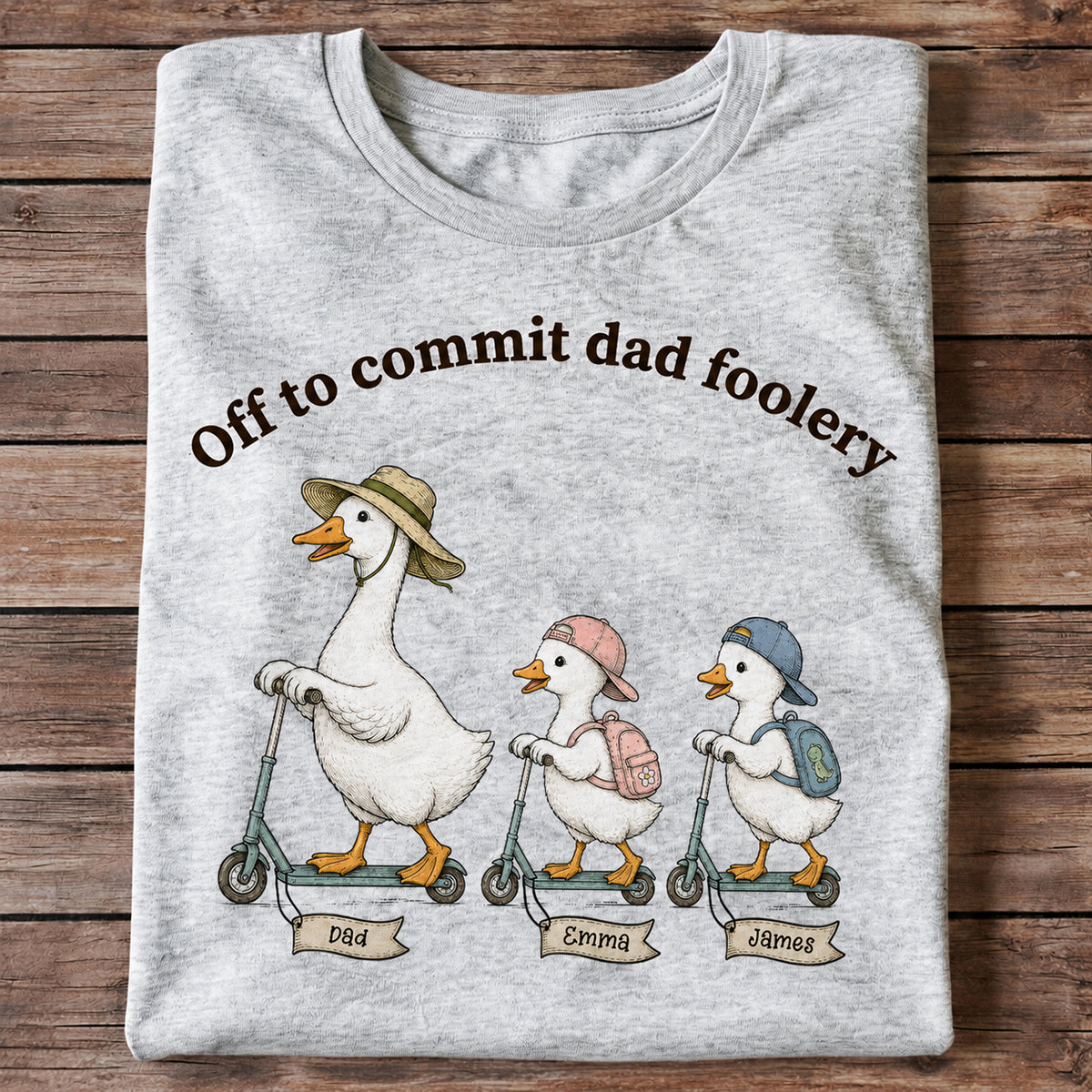 En Route Pour Commettre Des Bêtises De Papa Oie Farceuse & Enfants - T-shirt Personnalisé - T-shirt Amusant Pour La Fête Des Pères Pour Mari — Gris Sport