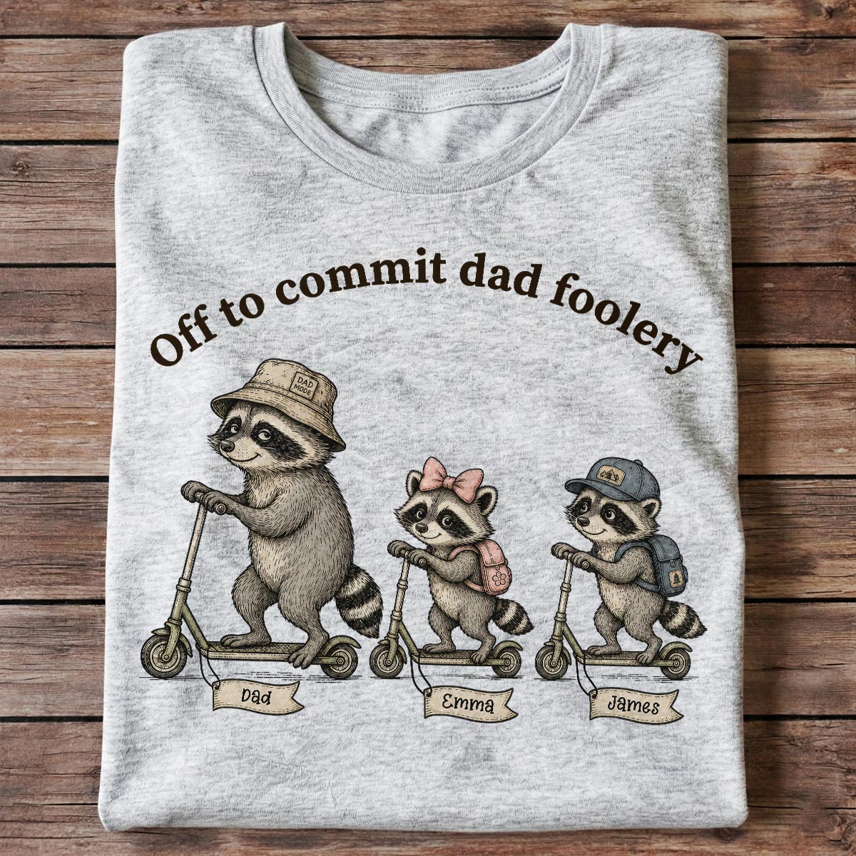 Parti Pour Faire Des Bêtises De Papa Raton Laveur Papa & Enfants - T-Shirt Personnalisé - T-Shirt Amusant Fête Des Pères Pour Mari — Sport Grey