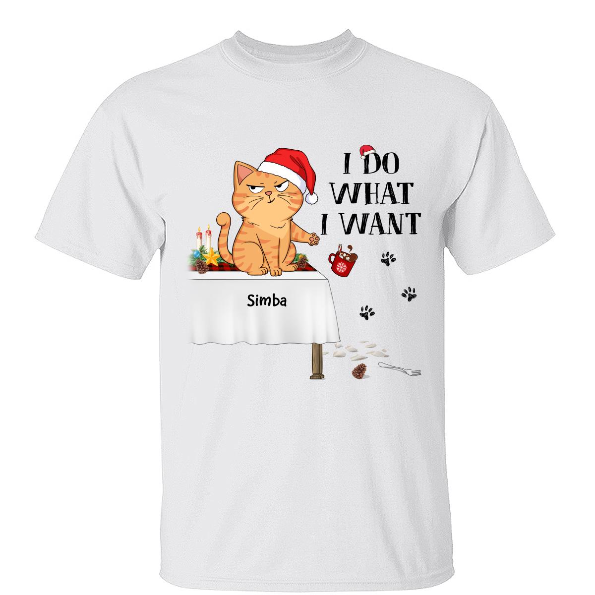 Je Fais Ce Que Je Veux Expression Drôle De Chats T-Shirt Personnalisé — Blanc