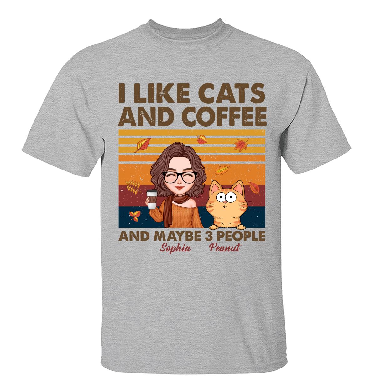 Like Cats Coffee & 3 People Automne Maman Chat T-shirt Personnalisé — Gris Sport