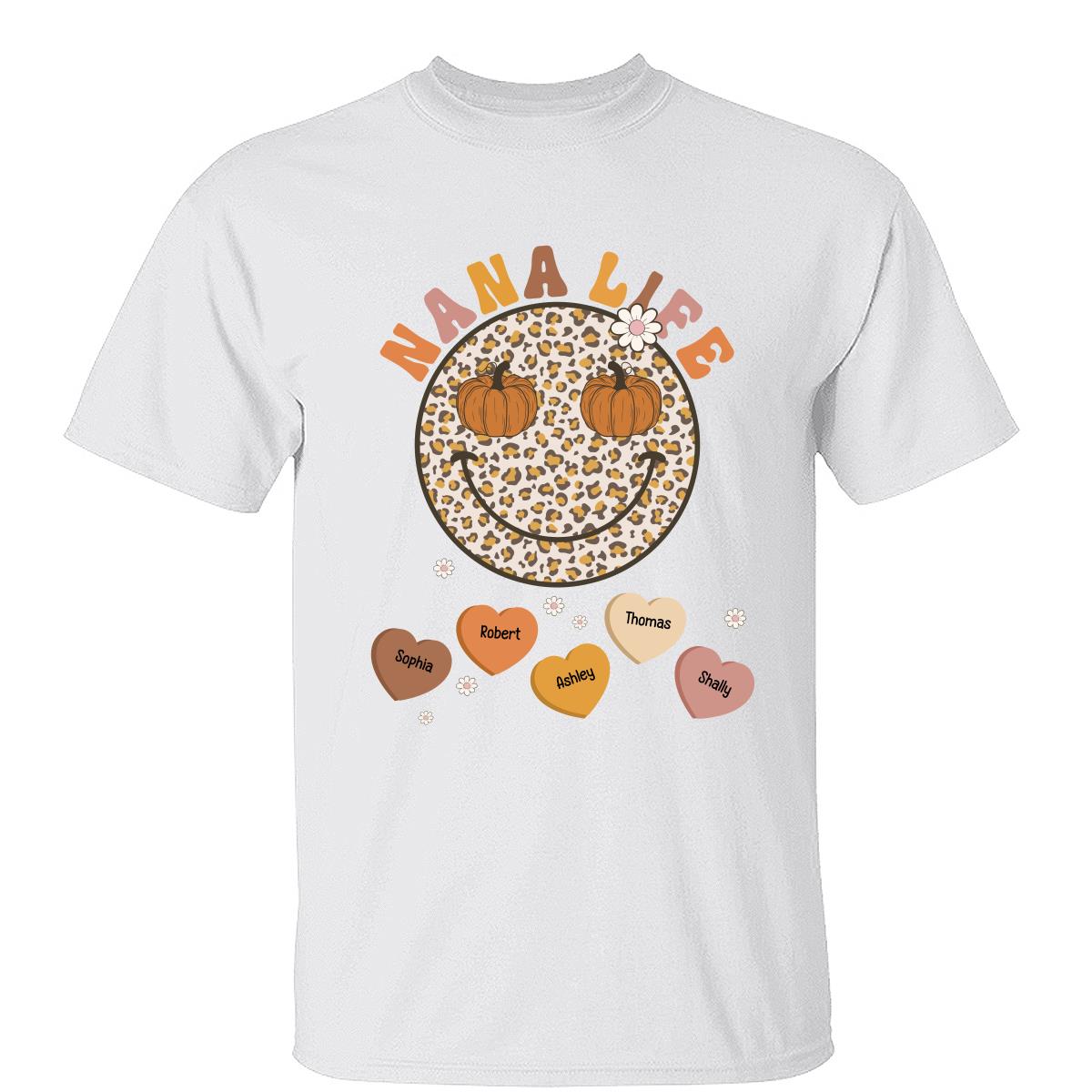 T-shirt Personnalisé Automne Mamie Maman Smiley — Blanc