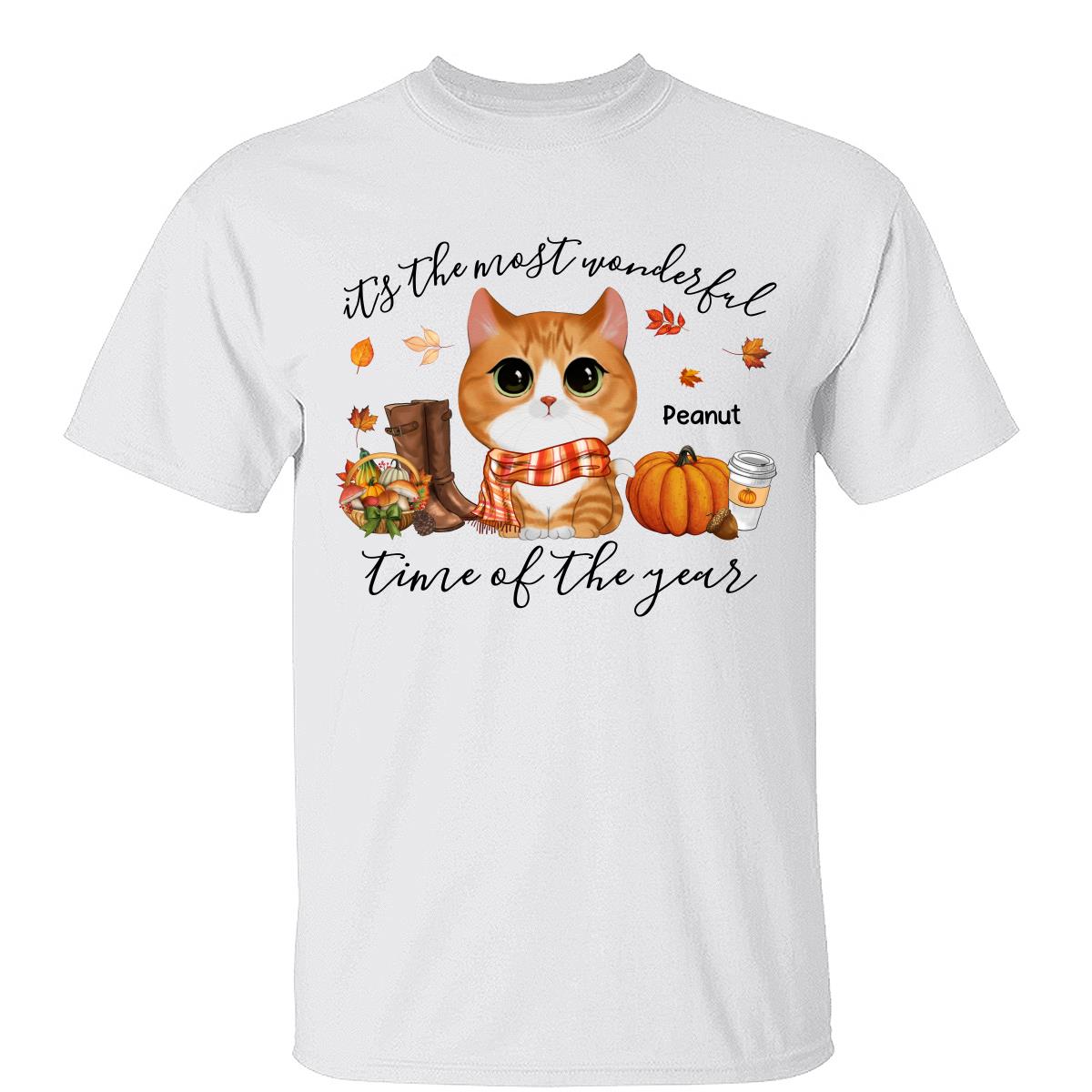 Saison d'Automne Aquarelle Mignons Chats C'est La Plus Belle Période De L'Année Chemise Personnalisée — Blanc