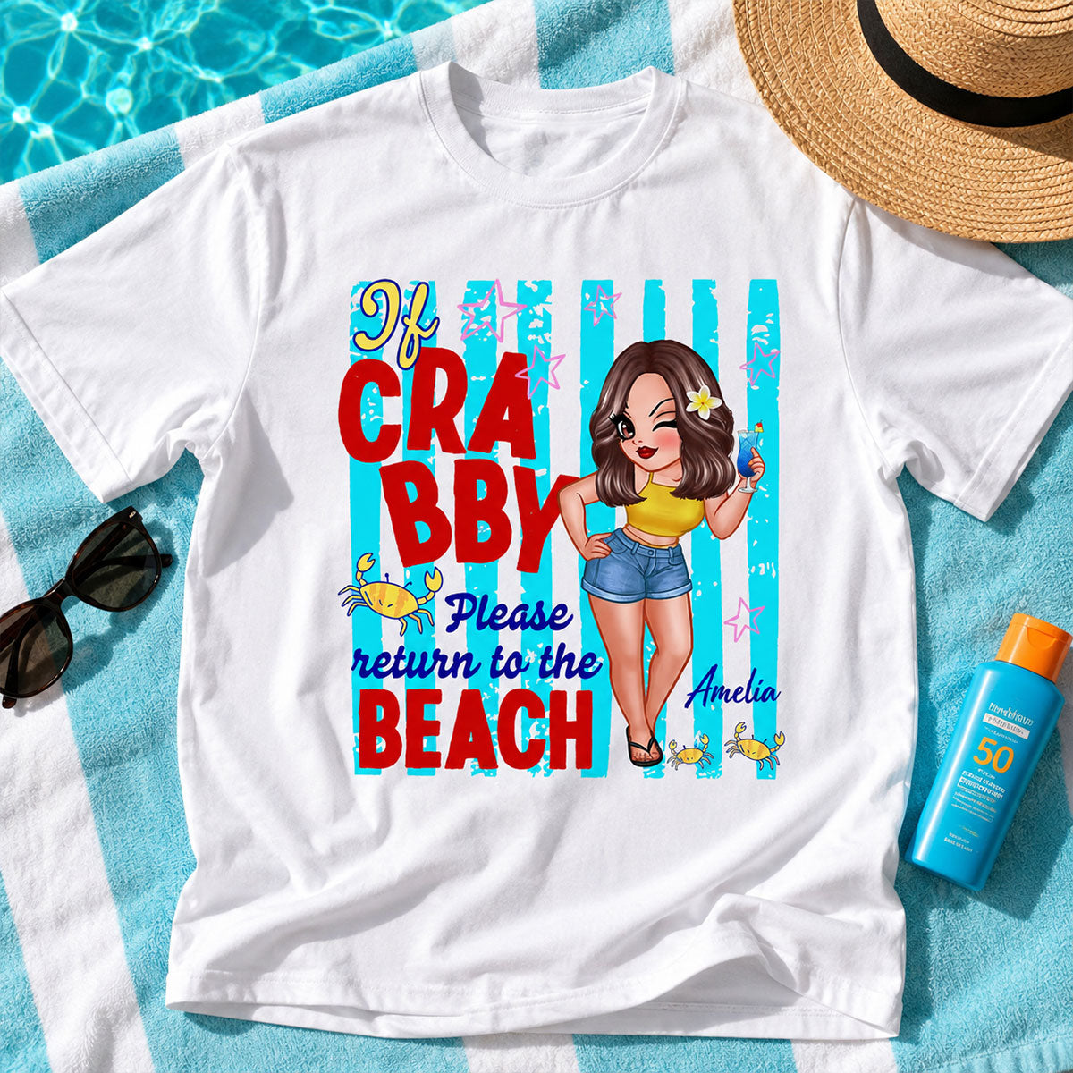 Si grincheux, retournez à la plage, T-shirt de vacances d'été drôle et plein d'attitude - T-shirt personnalisé — Blanc