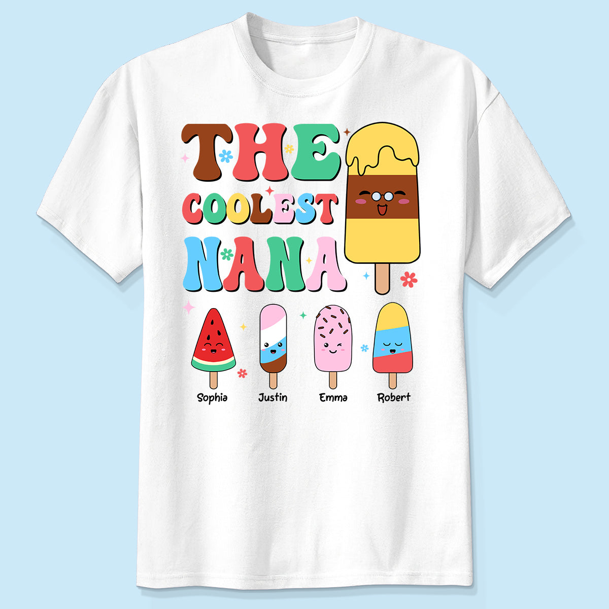 T-shirt personnalisé La mamie la plus cool Glace d'été — Blanc