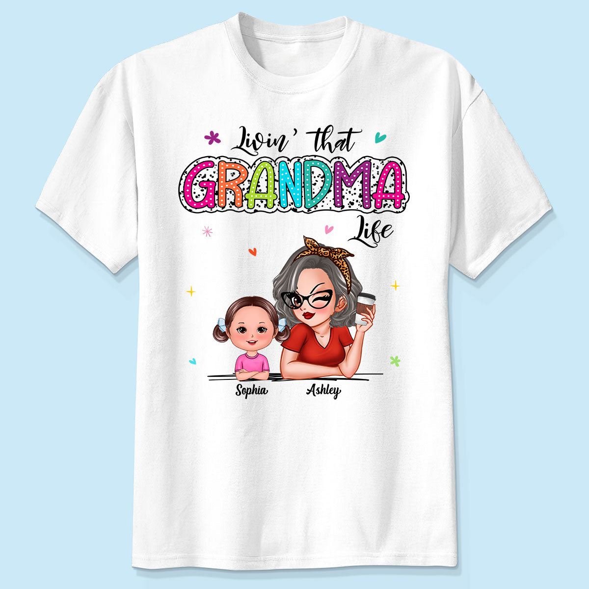 Vivre la vie de mamie Vibe estivale Pois dalmatiens Femme audacieuse & Enfants T-shirt personnalisé — Blanc