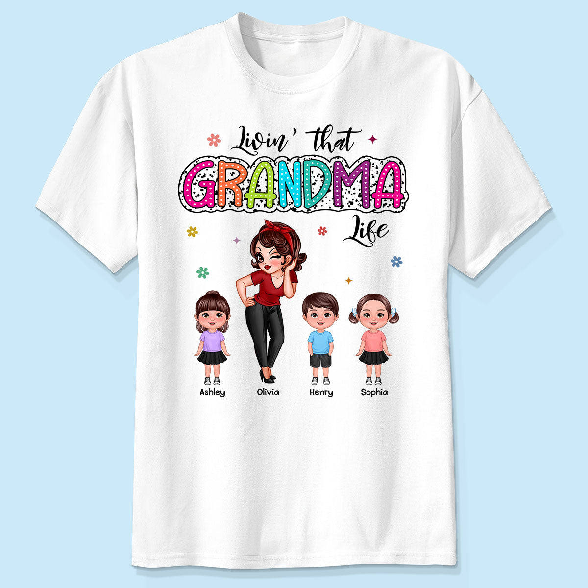 Vivre la vie de maman et mamie Belle Femme & Enfants Vibe d'été T-shirt personnalisé — Blanc