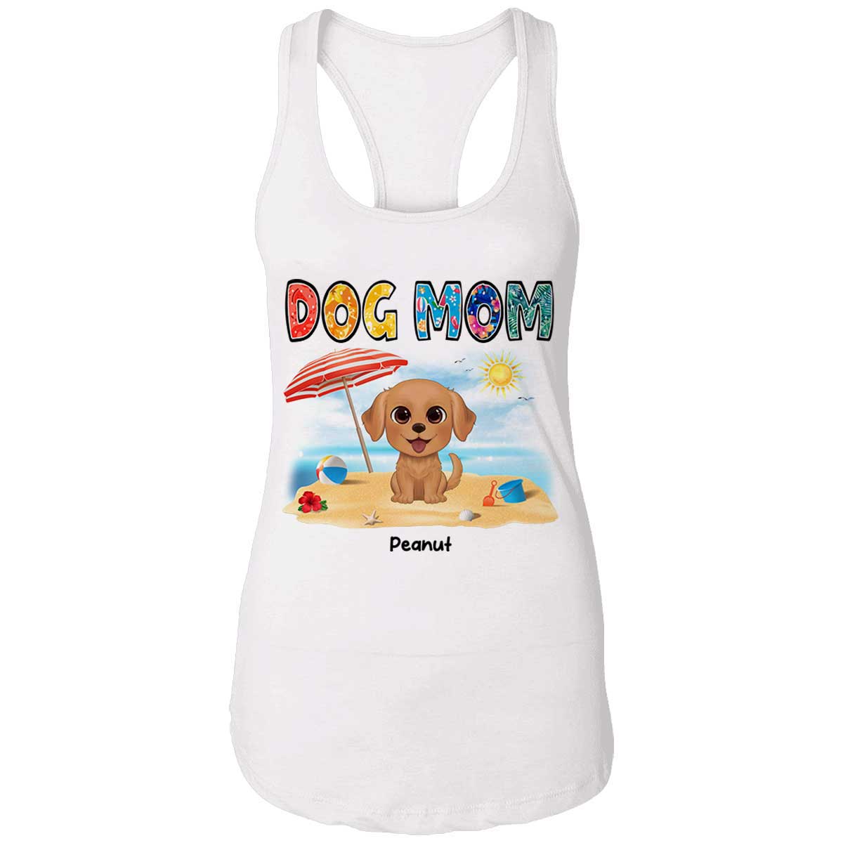 Motif Estival Maman de Chien Aquarelle Chiens Mignons Débardeur Personnalisé — Blanc