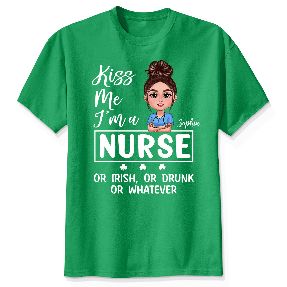 Embrasse-moi Titre de profession Jour de la Saint-Patrick T-shirt personnalisé — Blanc