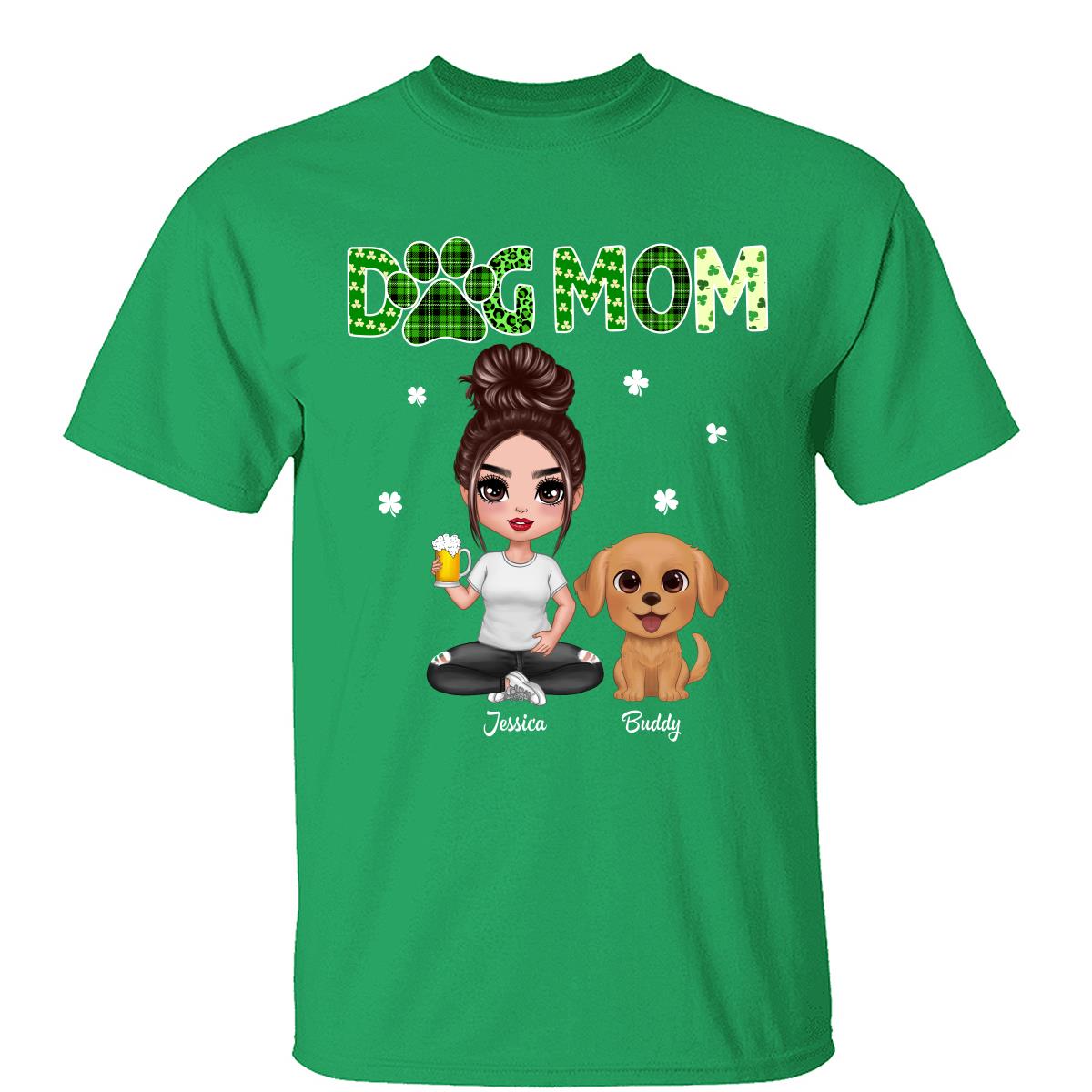 T-shirt personnalisé Maman Chien Saint-Patrick — Blanc