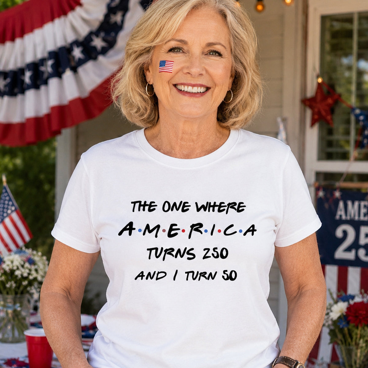 Celui où l'Amérique a 250 ans - T-shirt personnalisé - Cadeau d'anniversaire pour lui, pour elle, 250e anniversaire — Blanc