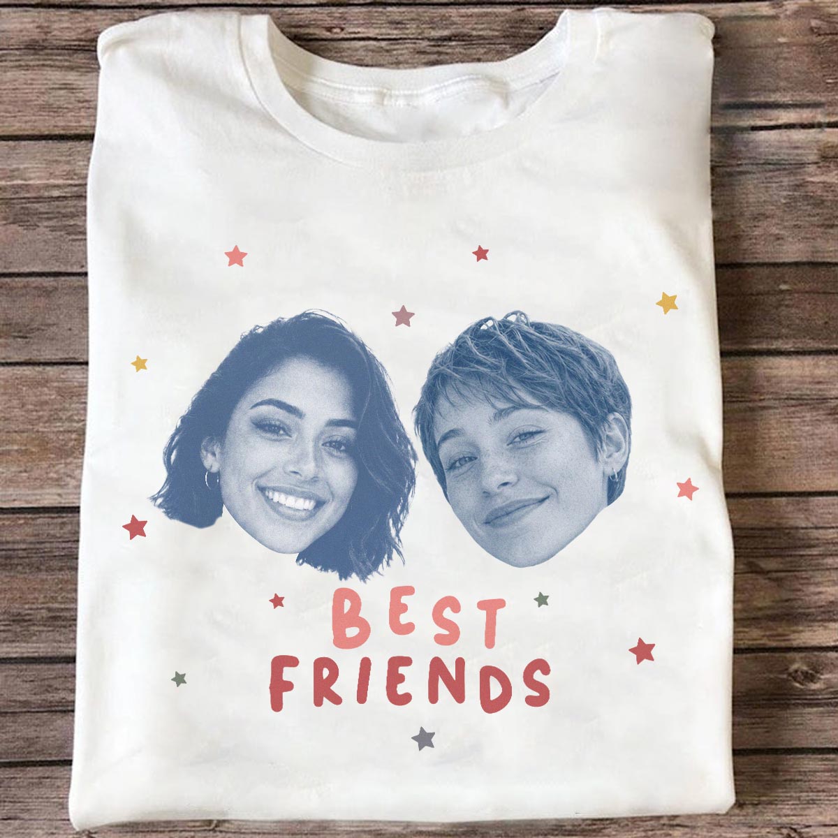 Photo personnalisée Vintage Meilleur Ami - T-shirt personnalisé - Cadeau d'amitié, Cadeau d'anniversaire pour ami(e), Idée cadeau d'anniversaire BFF — Blanc