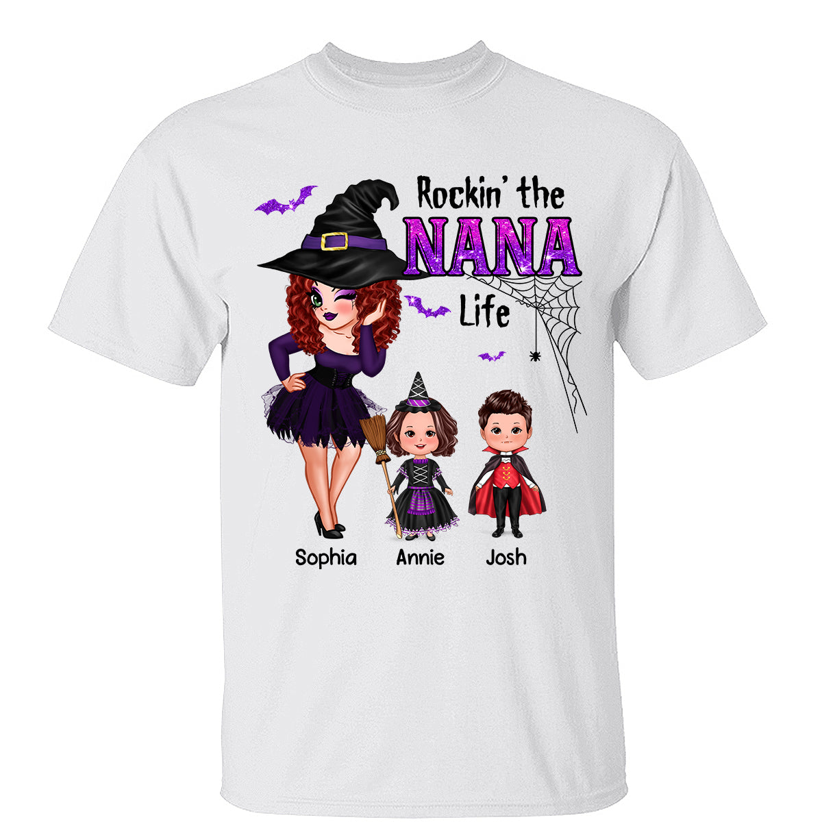 Jolie Femme Halloween Rocke La Vie De Grand-Mère Maman Tante T-Shirt Personnalisé — Blanc