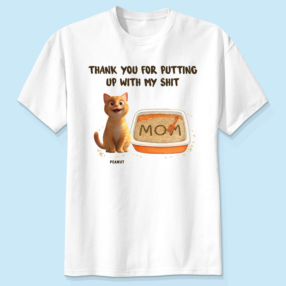 T-shirt personnalisé Merci de supporter ma merde, Cadeau amusant pour mamans de chats — Blanc