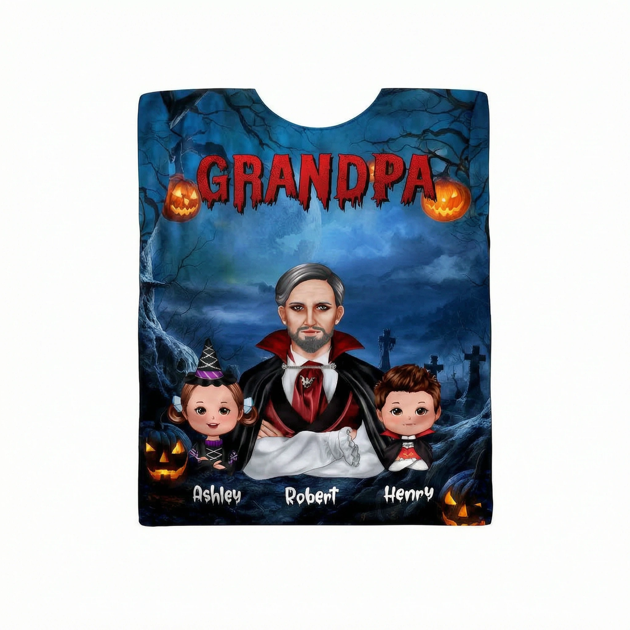 Cool Grandpa Dad Dracula & Kids In Halloween Night Personalized Shirt, Halloween Costume for Dad, Grandpa