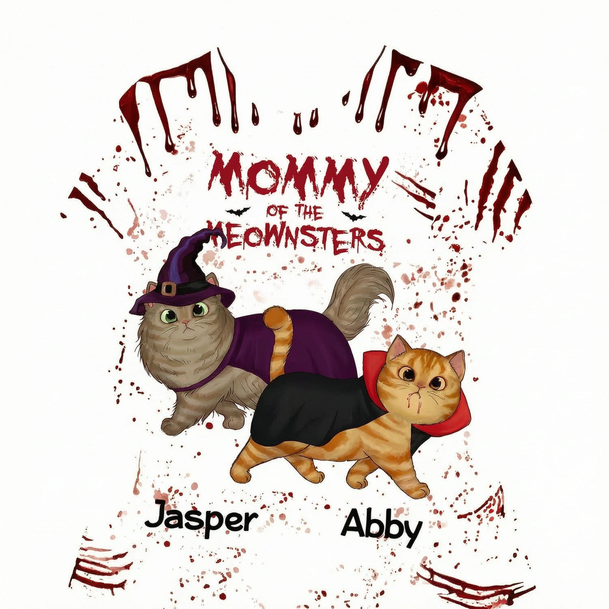 Halloween Mommy Daddy Of The Meownsters Walking Cats Personalized 3D Shirt