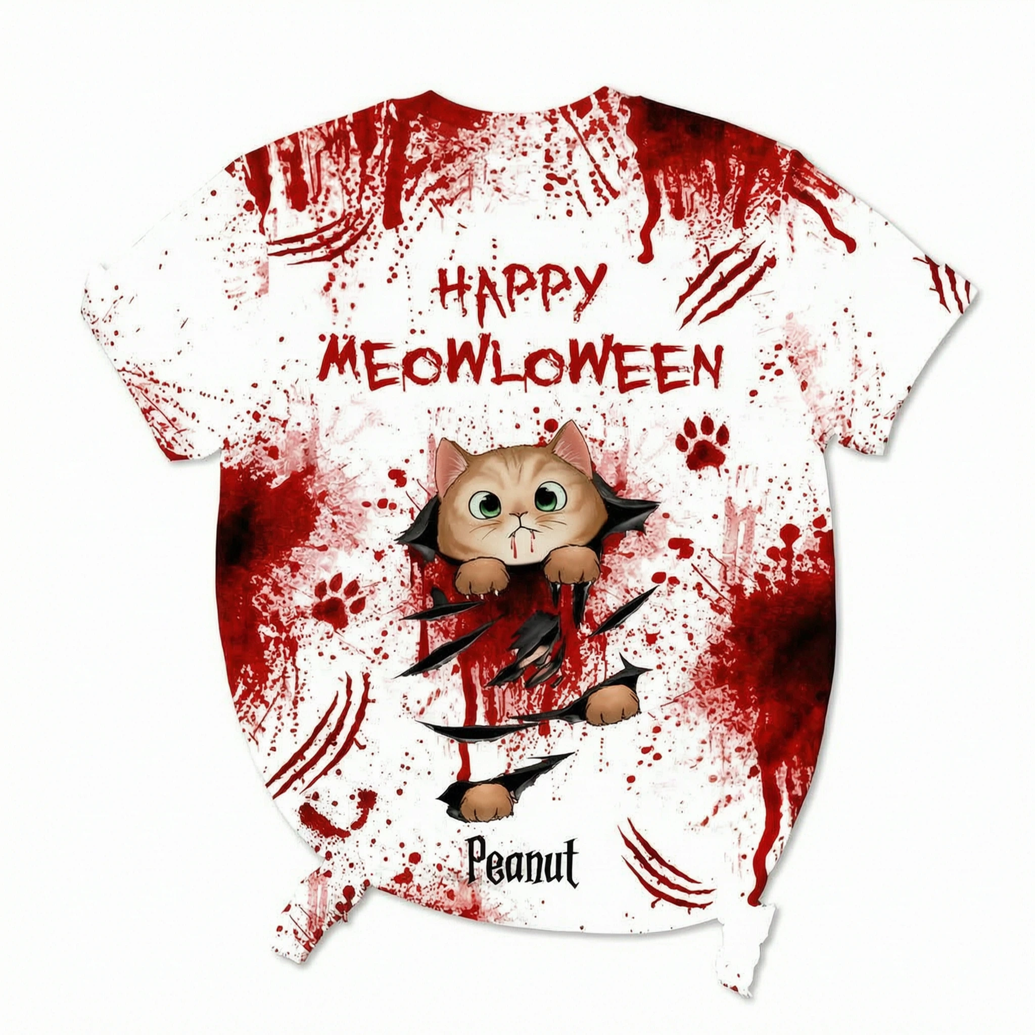 Spooky Cat Tearing Out Halloween Personalized Shirt, Purrfect Costume for Cat Lover