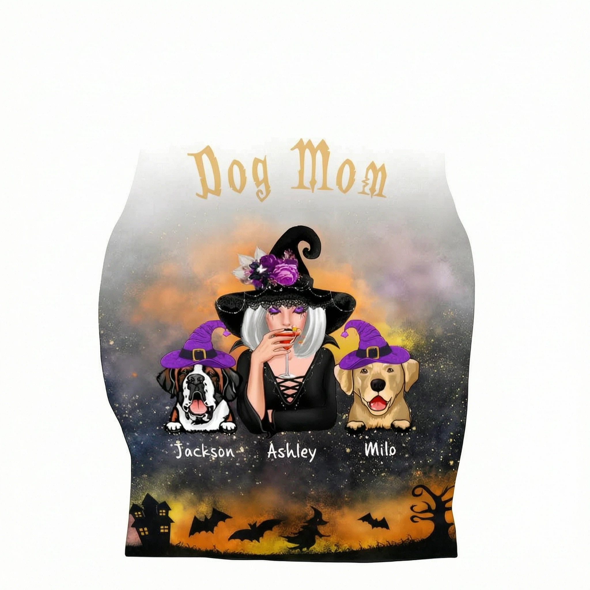 Pretty Witch Dog Mom Witchy Ombre Tie-Dye Pattern Personalized Shirt, Pawfect Costume for Dog Lover