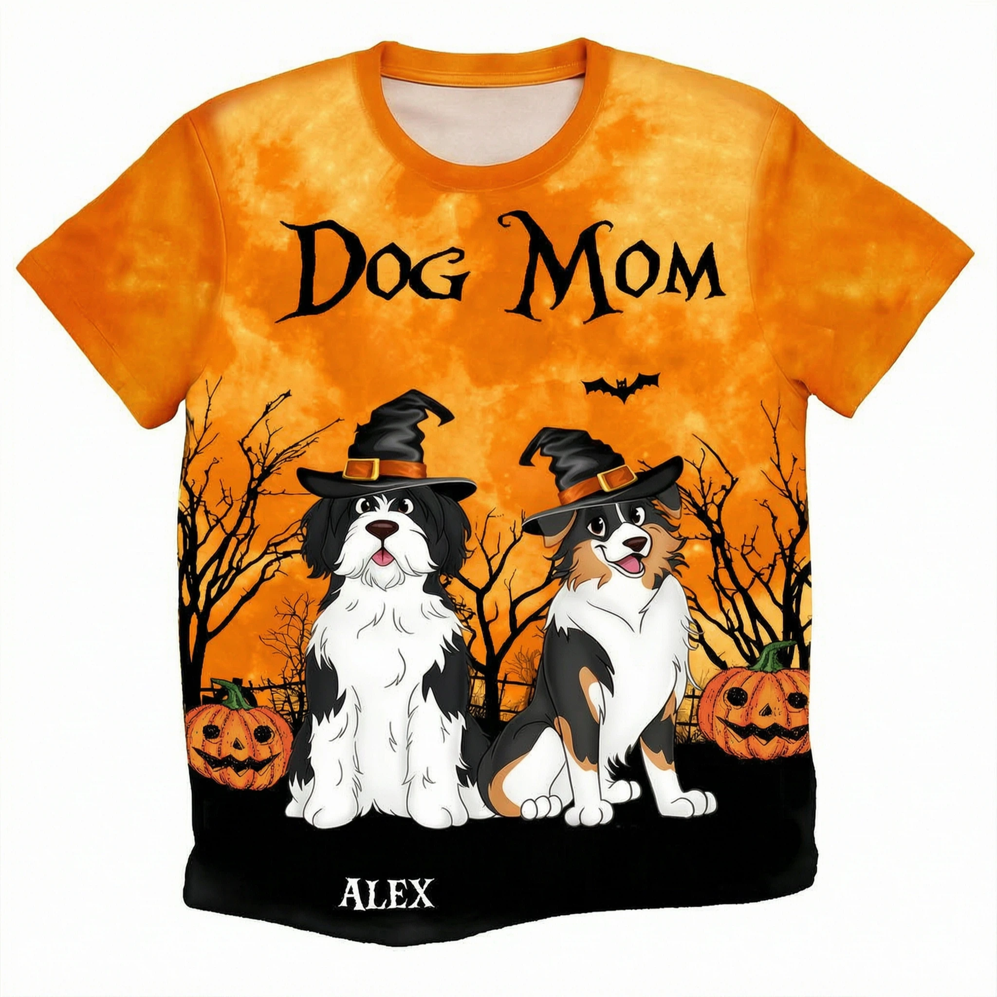 Dog Mom Halloween Moon Light Bat Tree